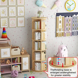 Rotating 360° Bookshelf in Yellow - 5-Tier Solid Wood Corner Organizer for Small Spaces hhgrapehh
