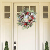 Christmas Wreath for Front Door, 24 inch Winter Wreaths with Natural Pine Cones, Red Berries,Spruce Branches,Xmas Indoor Outdoor Holiday Party Thanksgiving Decorations jobflower