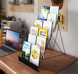 Suuiwau 6 Tier Wire Countertop Rack,18" Wide Metal Book Display Rack Magazine Rack with Sign Channel,Foldable Retail Vendor Booth Display Stand for Greeting Card,Brochure,Art Print,CD,Craft,Comic Suuiwau