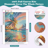 SENQAO Sunset Beach Diamond Painting Kits for Adults, Beach Landscape Diamond Art for Beginners, Round 5D Paint with Diamonds Pictures Gem Art Painting Kits DIY Adult Crafts Kits 12x16inch SENQAO