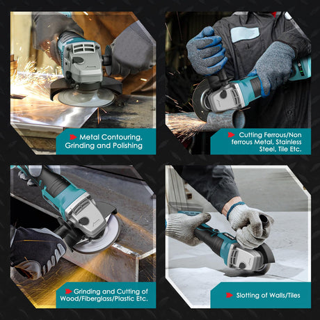Cordless Angle Grinder for Makita 18v Battery: 8500RPM Brushless Grinder Tool- 5/8''-11 Spindle Small Angle Grinder for 4-1/2'' Wheels, 3 Variable Speed Settings for Cutting, Grinding, Bare Tool MtiolHig
