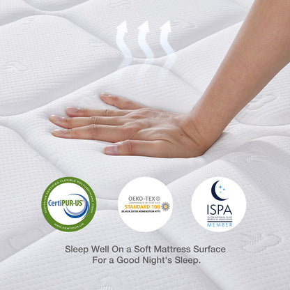 Novilla Queen Mattress, 12 Inch Hybrid Mattress Queen with Comfort Foam,Innerspring Pillow Top Queen Mattress in a Box, Queen Size Mattress for Pressure & Pain Relief, Soft Feel but Supportive