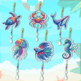 JeCuiK 6 Pcs Ocean Diamond Art Kits for Adults Diamond Painting Wind Chimes Sea Animal Diamonds Painting Suncatcher Double Sided Small Diamond Painting Kits Best Gifts for Mom JeCuiK