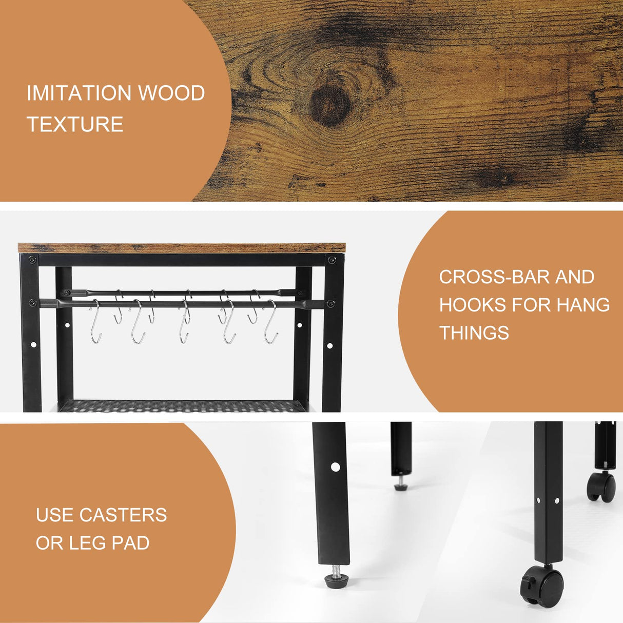 Rustic End Table, 2-Tier Side Table with Adjustable Height Shelf, 19.7" x 19.7" x 24", 143 lb Weight Capacity, Great for Mini Fridge Stand, Printer Stand, Aquarium Stand, Nightstand, Coffee Table onlytak