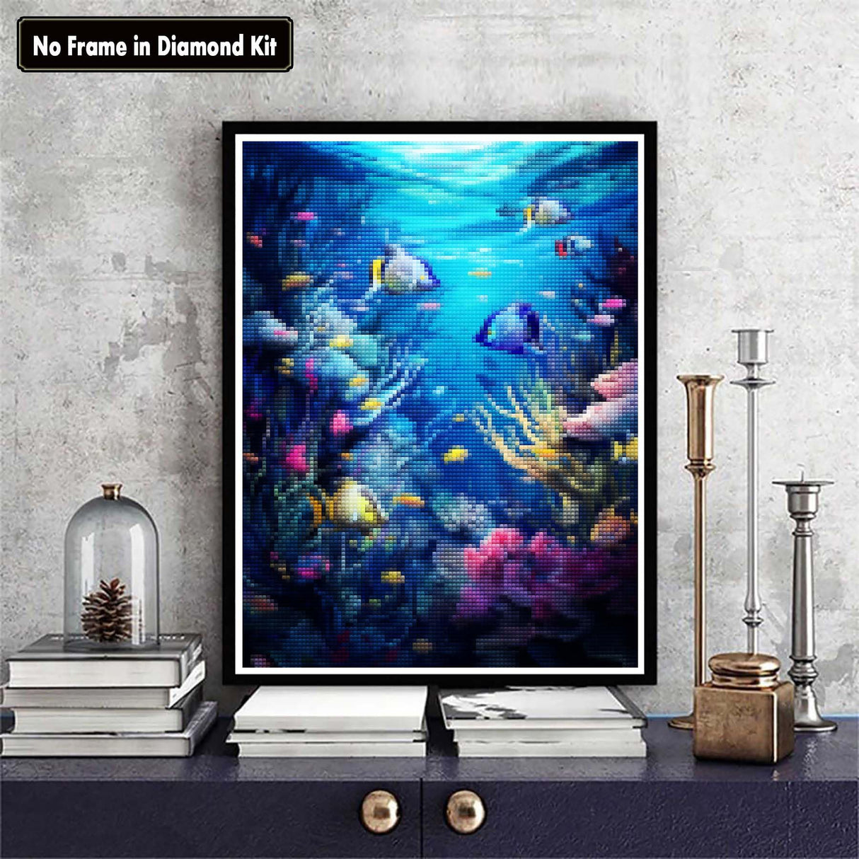 Zariocy 5D Diamond Art Kits for Adults Fish, DIY Paint with Diamond Art Underwater World Round Full Drill Crystal Diamond Paintings Arts Craft for Home Office Wall Decor 12x16 inch Zariocy