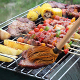 SafBbcue 18" Grill Basting Mops With 4 Replacement Heads and 4 Wooden Long Handle for BBQ Grilling Smoking Steak Ribs, Chicken, Brisket, Spreading Marinade/Oil, for Cooking or Cleaning - Pack of 4 SafBbcue