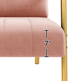 Yaheetech 30" W Modern Sofa Small Sofa Luxurious Velvet Fabric Couch with Gold-Tone Metal Arms and Legs for Living Room, Home Office, Studio Pink Yaheetech