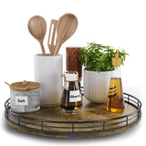 Lazy Susan Turntable Organizer for Table Top, 13’’ Round Wooden Lazy Susan for Cabinet Kitchen Countertop Pantry Dining Coffee Table for Condiments Spices, Rustic Bathroom Vanity Tray for Soap Candle HGF