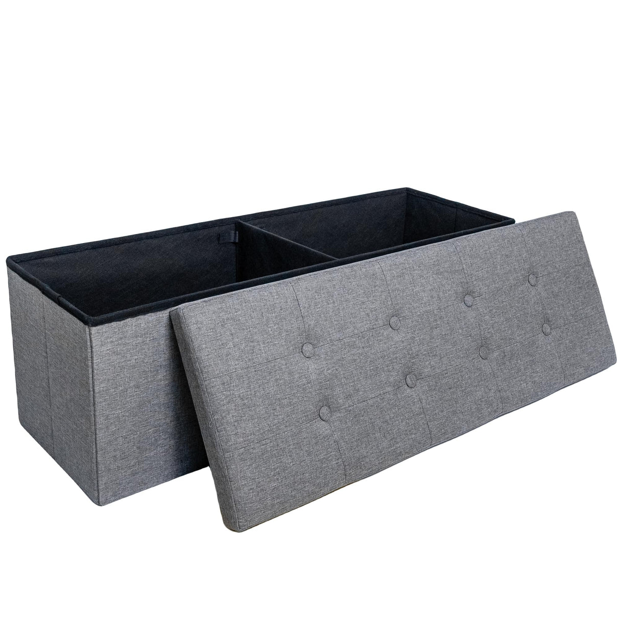 GLAXYFUR 43.3 inches Folding Storage Ottoman Bench Storage Chest Footrest for Bedroom, Entryway and Living Room, Holds up to 660 lb Dark Grey GLAXYFUR