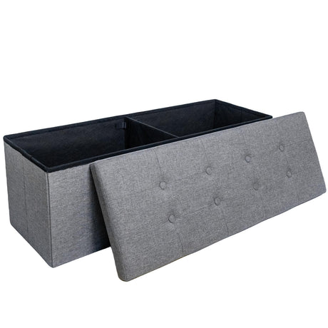 GLAXYFUR 43.3 inches Folding Storage Ottoman Bench Storage Chest Footrest for Bedroom, Entryway and Living Room, Holds up to 660 lb Dark Grey GLAXYFUR
