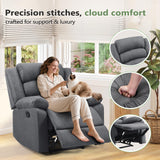 ANJ Fabric Recliner Chair Set of 2, with Overstuffed Arm and Back, Comfy Gray Manual Reclining Chairs for Adults, Living Room Single Sofa Recliners ANJ