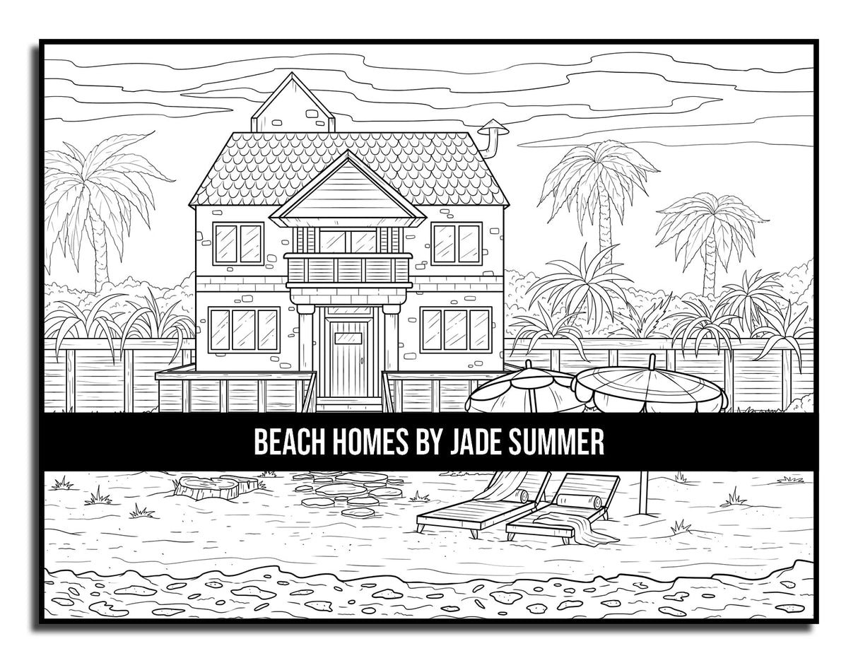 Beach Homes: An Adult Coloring Book with Beautiful Vacation Houses, Charming Interior Designs, and Relaxing Nature Scenes WoodArtSupply