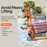 SuperHandy Material Lift Winch Stacker, Pallet Truck Dolly, Lift Table, Fork Lift, 330 Lbs 40" Max Lift w/ 8" Wheels, Swivel Casters [Patent Pending] SuperHandy