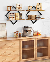 CHOEZON Floating Shelves, Set of 2 Wall Shelves, 2-Tier Hanging Shelves, Wall Shelf Set of 2, Wall Mounted Shelves, for Living Room, Bedroom, Kitchen, Office, Study, Rustic Brown TBJ01P2BF CHOEZON