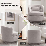 CANMOV Swivel Accent Chair Set of 2, 360 Degree Round Swivel Barrel Chair with Pillow, Upholstered Comfy Barrel Armchair Single Club Sofa Chair for Living Room,Bedroom, Reading Room, (Grey*2) CANMOV