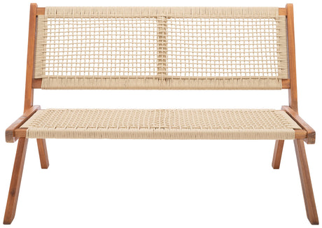SAFAVIEH Outdoor Collection Kobina Natural Acacia Wood/Natural Rope Foldable Bench (Fully Assembled) SAFAVIEH