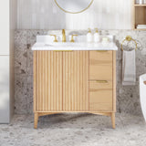 OVE Decors Indy 36 in. Undermount Single Sink Bathroom Vanity with White Engineered Marble Top, Rustic Ash OVE Decors