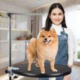 DiDiBirDi 23'' Pet Grooming Table,Pneumatic Lift Dog Grooming Table,Anti-Skid Rubber Circular Rotatable Desktop,Adjustable Overhead Arm, Maximum Capacity Up to 100lbs,Pet Grooming Table for Home DiDiBirDi