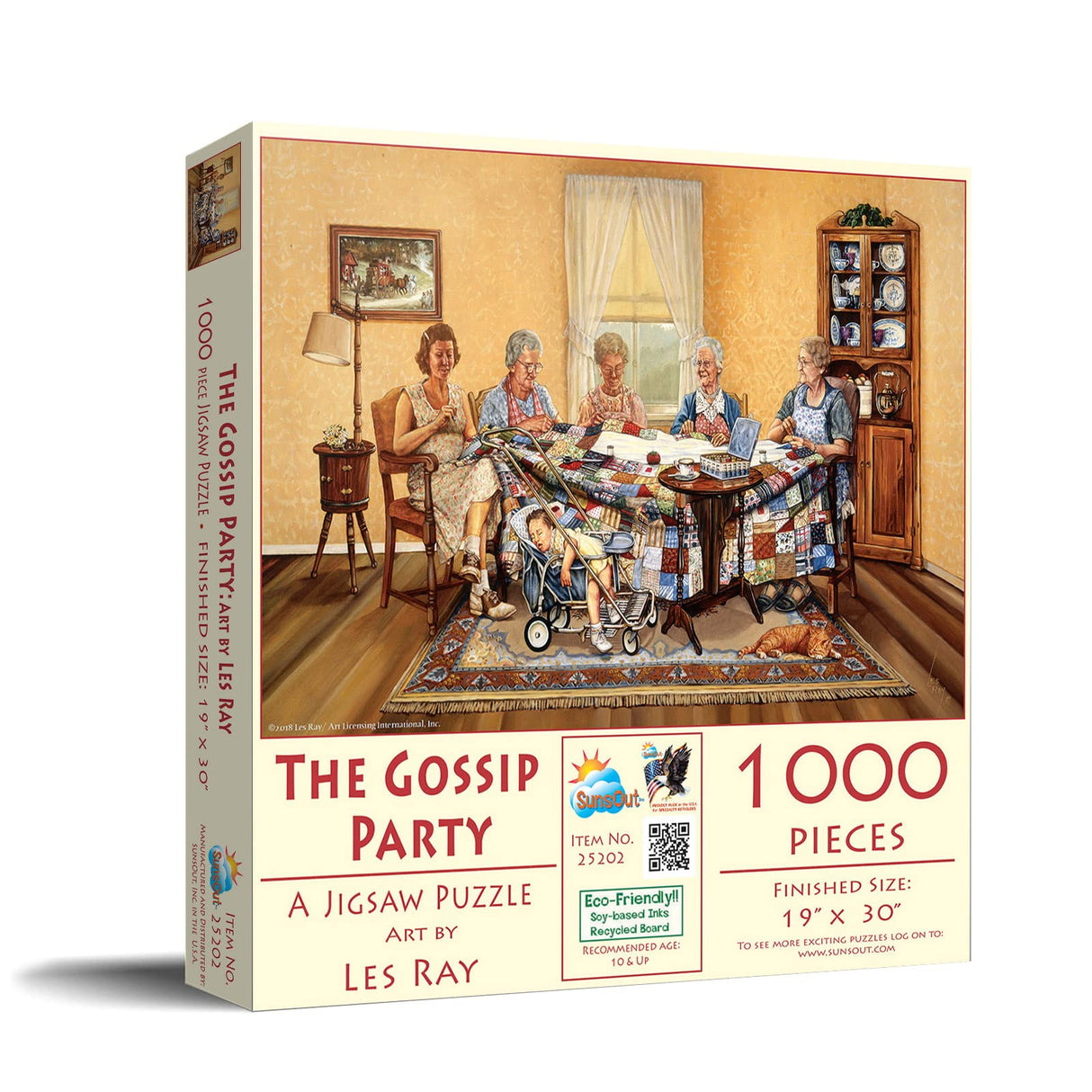 SUNSOUT INC - The Gossip Party - 1000 pc Jigsaw Puzzle by Artist: Les Ray - Finished Size 19" x 30" - MPN# 25202 SunsOut