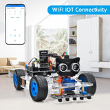 OSOYOO Robot Rc Smart Car DIY Kit to Build for Adults Teens with Servo Power Steering Motor, WiFi, Bluetooth, Code Programmable Compatible with Arduino OSOYOO