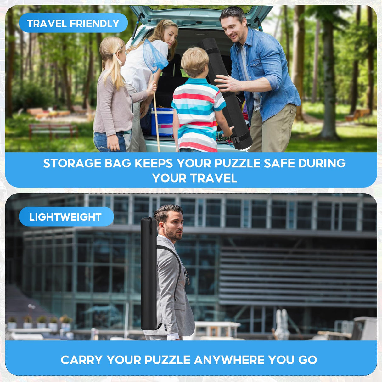 Jigsaw Puzzle Mat Roll Up 1500 2000 3000 Piece Portable Table Puzzle Board Mat Saver Keeper, Smooth Top & Non-Slip Felt Bottom with 6 Sorting Trays, Storage Bag, Inflatable Roller for Kids Adults Gift Brmoka