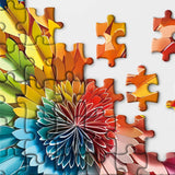 Gradient Color Puzzle for Adults 1000 Pieces, Rainbow Mandala Jigsaw Puzzles, Colorful Papercut Art Puzzle BBOLDIN