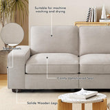 TEKAMON 128" Modular Sofa Couch with Large Seats Storage, Chenille Sofa， Modern Comfy 4-Seater Couch for Living Room, Office, Apart W/Deep Seat, Wide Armrest, Side Pockets, USB Port, Removable Cover TEKAMON