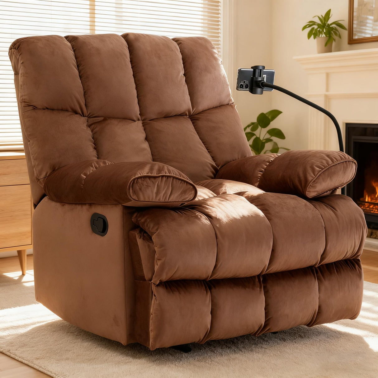 GNMLP2020 Oversized Recliner Chair, Big Mans Recliner Chairs for Adults 400LBS, Extra Wide Recliners for Tall Man, Large Recliner Chair for Living Room, Brown GNMLP2020