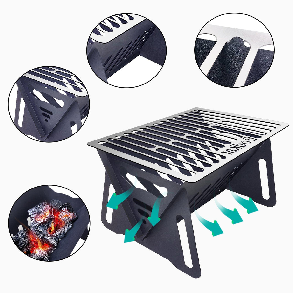 Bodkar Charcoal Grill, Small BBQ Grill Portable Lightweight smoker Grill, Barbecue Grill desk Tabletop Outdoor Grill for Camping Picnics Garden Beach Party 6"*4.6"*4.9" bodkar