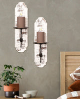 Wallmounted Pillar Candle Sconce,Wall Mount Rustic Candleholders, Wood Candle Holders,Floating Shelves,Hanging Shelf,Farmhouse Wall Décor,Large Wooden Handmade Sconces-15.5x4x6 White Wash Set of 2 Bedding Craft