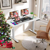 farexon Electric Standing Desk 63 x 24In with Charging Station, Stand up Desk with Oversized Mouse Pad, 2 USB Ports & 3 Power Outlets, 4 Caster, 4 Preset Heights Easy to Set(White) farexon