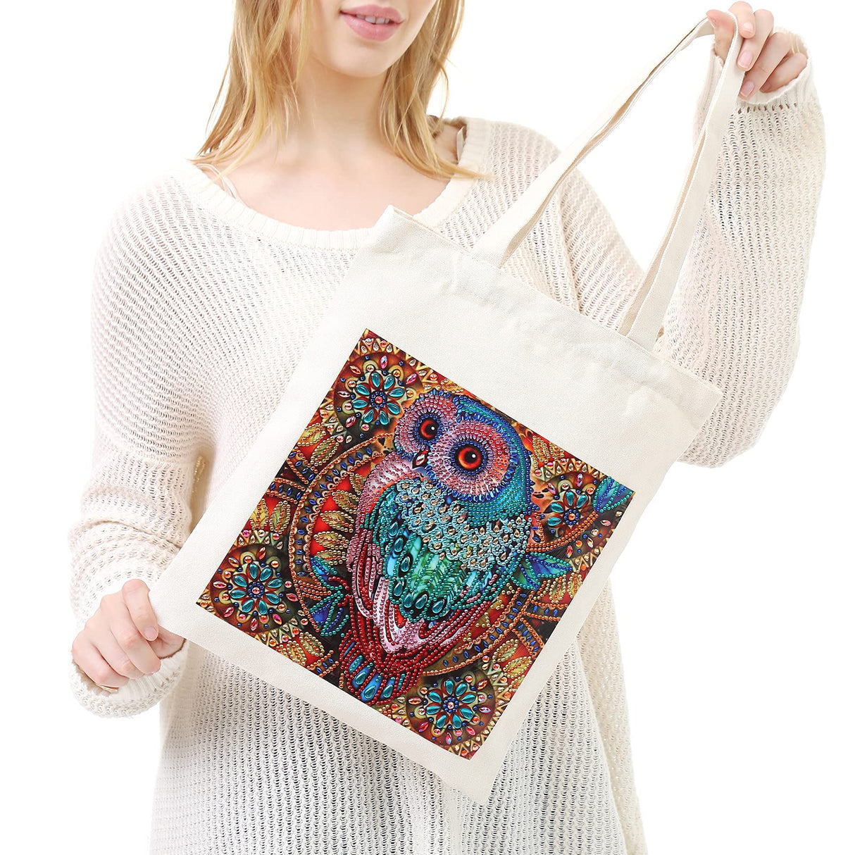 JGA JOGGING ARM 5D Diamond Painting Shopping Canvas Tote Bag Art DIY Painting Pen Handmade Handbags Owl Pattern for Women JGA JOGGING ARM