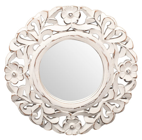 The Wooden Town 10 inch White Round Wall Mirror,Gorgeous Rustic Farmhouse Accent Mirror,Barn Wood Color Entry Mirror for Bathroom Renovation,Bedrooms,Living Rooms and More. The Wooden Town