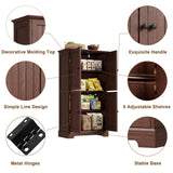 ChooChoo Bathroom Floor Cabinet, Farmhouse Bathroom Storage Cabinet with 4 Doors and Adjustable Shelves, Pantry Cabinet for Living Room, Kitchen, Walnut ChooChoo