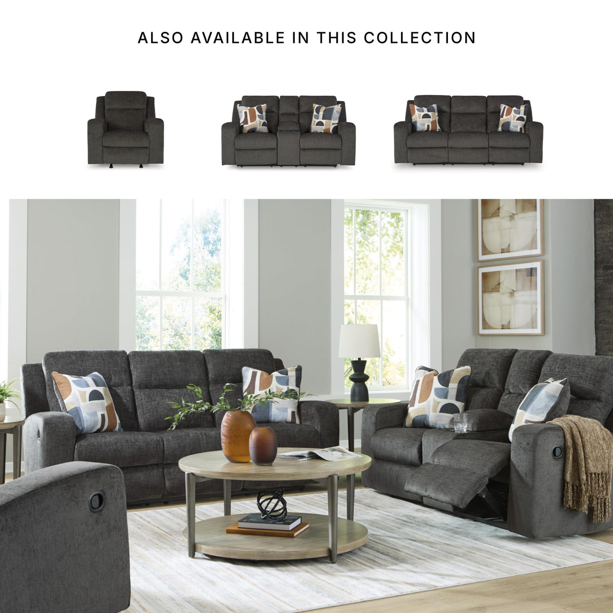 Signature Design by Ashley Kanlow Casual Manual Rocker Recliner with Track Arms, Gray Signature Design by Ashley