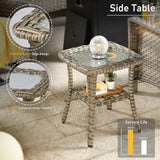 HOOOWOOO Outdoor Sectional Furniture Set,8 Pieces Wicker Patio Conversation Sets,L Shape All Weather Outside Couch Sofa Set with Swivel Chairs Solar Light Table Ottoman,Charcoal Gray HOOOWOOO