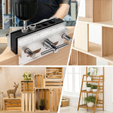 Donext Self Centering Doweling Jig, Adjustable Width Dowel Jig for Straight Holes, Biscuit Joiner Set With 6 Drill Guide Bushings, Woodworking Drilling Guide Power Tool Accessory Jigs Donext