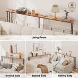 Keelian 78" Narrow Console Sofa Table - 2 Power Outlets & 2 USB Ports, Metal Frame, Rustic Brown, Perfect for Hallway, Office, and Behind Sofa - Easy Assembly, 4.9" Extension Cord Included Keelian