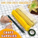 URSDIART 311pcs Pipe Cleaners Flowers Kit,300pcs Yellow Pipe Cleaners Crafts Chenille Stems Bulk 10 Flower Stems Green Tape, Art and Craft Projects Supplies for Flowers, Classroom Project,Decoration URSDIART