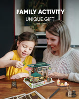 Miniature House Kit, Miniature Dollhouse, Mini Houses for Beginners, Mayberry Street Miniatures, Model Building Craft Diorama Kits for Adult, Ideal Gifts for Birthday, Easter Christmas(Coffee Shop) Flybean