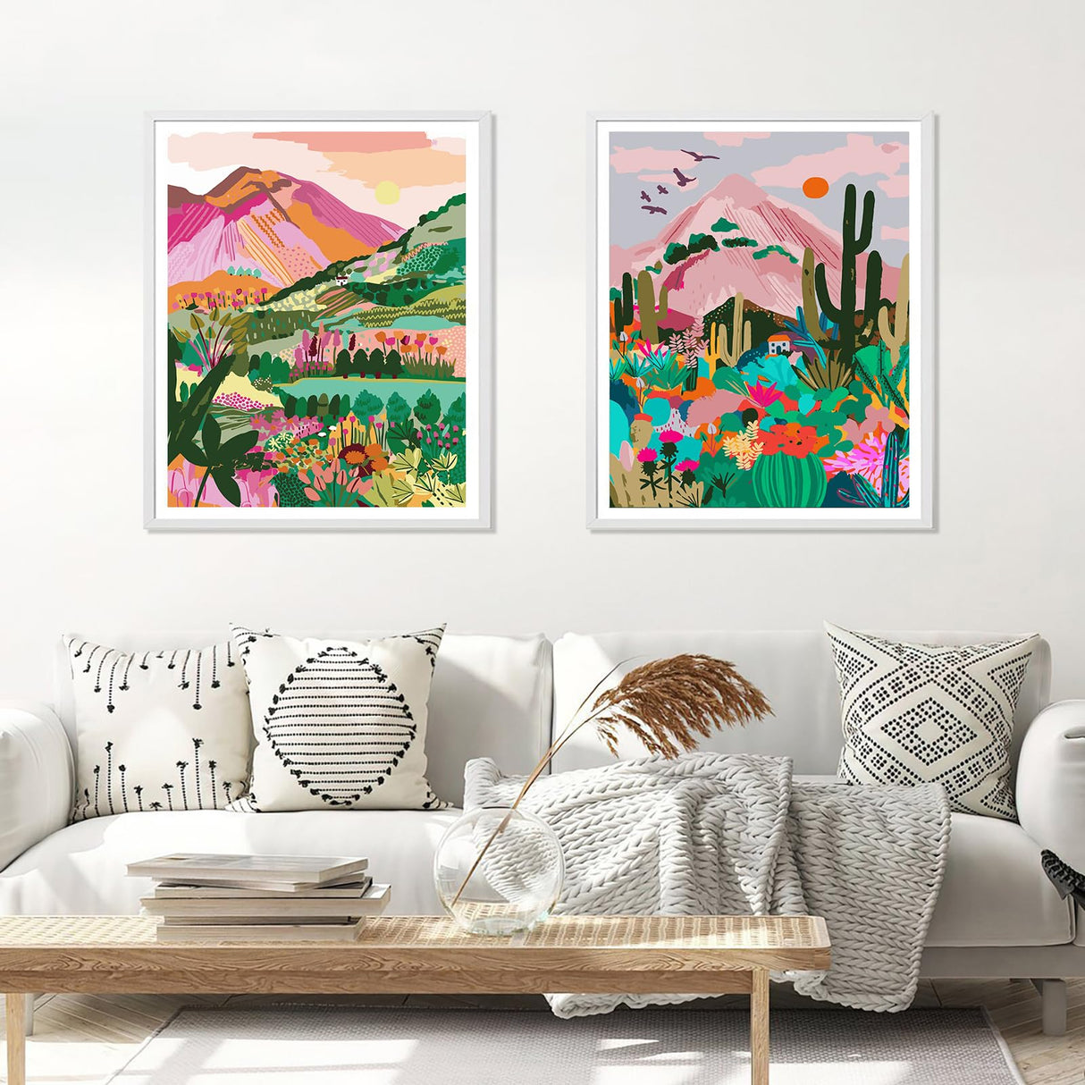 Jethami 2 Pack Paint by Numbers for Adults Beginner, Mountains Sunset Plant Landscape DIY Canvas Art Kit for Relaxation 16x20 in Jethami