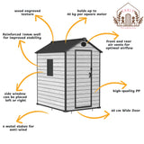 EHHLY 4.4x6 FT Resin Outdoor Storage Shed Large, 230 Cuft Garden Tool Sheds & Outdoor Storage Plastic Shed with Floor, 7FT Tall Backyard Outside Lawn Mower Storage Shed with Side Window, Cemented Grey EHHLY