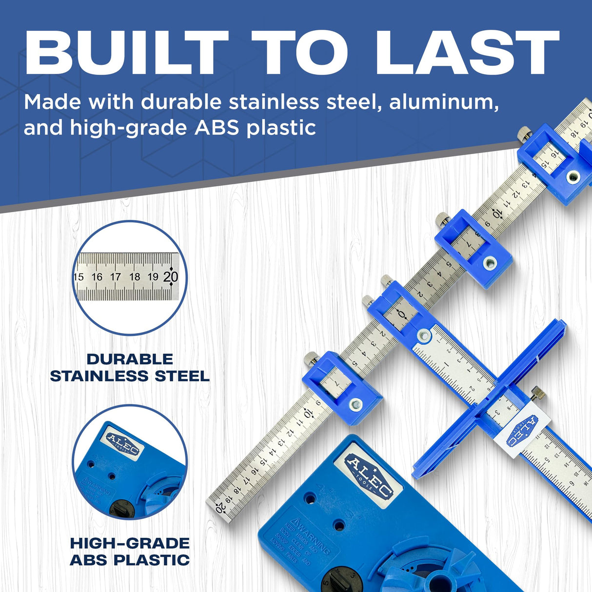 Alec Tools Cabinet Installation Tools Complete Set - Adjustable Cabinet Hardware Jig Kit for Handles, Knobs, Drawer Pulls - Cabinet Handle Jig, Concealed Hinge Jig, Automatic Center Punch, Drill Bits Alec Tools