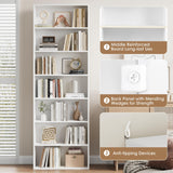 FACBOTALL 82" Tall Bookshelf, 7-Tier Open Shelves Bookcase, Freestanding Display Storage Shelves, Tall Bookcase Home Decor Furniture for Home Office, Living Room, Bedroom, White FACBOTALL