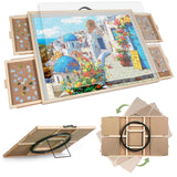 BuilderButler 2-in-1 Tilting & Rotating Puzzle Board for Puzzle Enthusiasts,Portable Puzzle Table with 4 Drawers Cover,35.2" x 26.2" for 1500 Pieces BuilderButler
