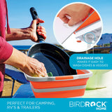 BIRDROCK HOME Collapsible Large BBQ Prep Tub w/Cutting Board, Multi-Function Grill Caddy w/Colander & Lid, Portable Silicone Dish Bowl for Picnic, Tailgate, Camping - Orange BIRDROCK HOME