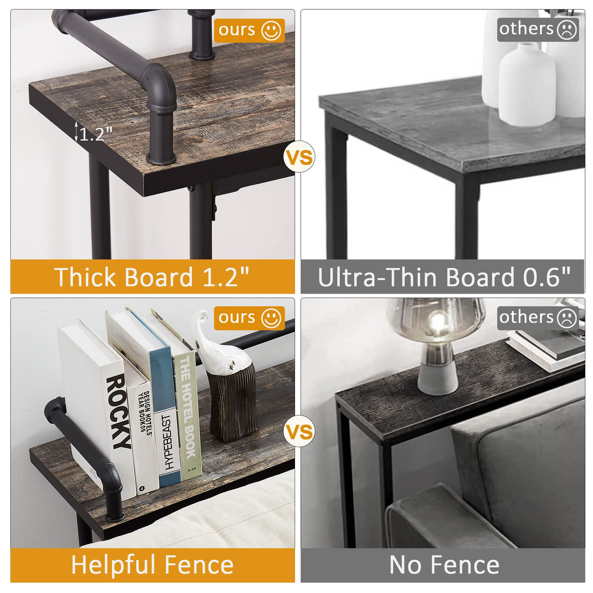 VECELO 55 Inch Console/Sofa Table with Charging Station&Power Outlet, Narrow Industrial Behind Couch, for Entryway, Hallway, Living Room, Foyer, 55inches, Grey Oak-1 VECELO