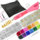 Worthofbest Hotfix Rhinestone Setter, Hot Fix Applicator Tool Bedazzler Kit with rhinestones, Kit, Hot Fixed Wand for Clothes Clothing Fabric Crafts, 5000 Pcs, AB Crystal, Clear, 3 Gems Sizes, Tips Worthofbest