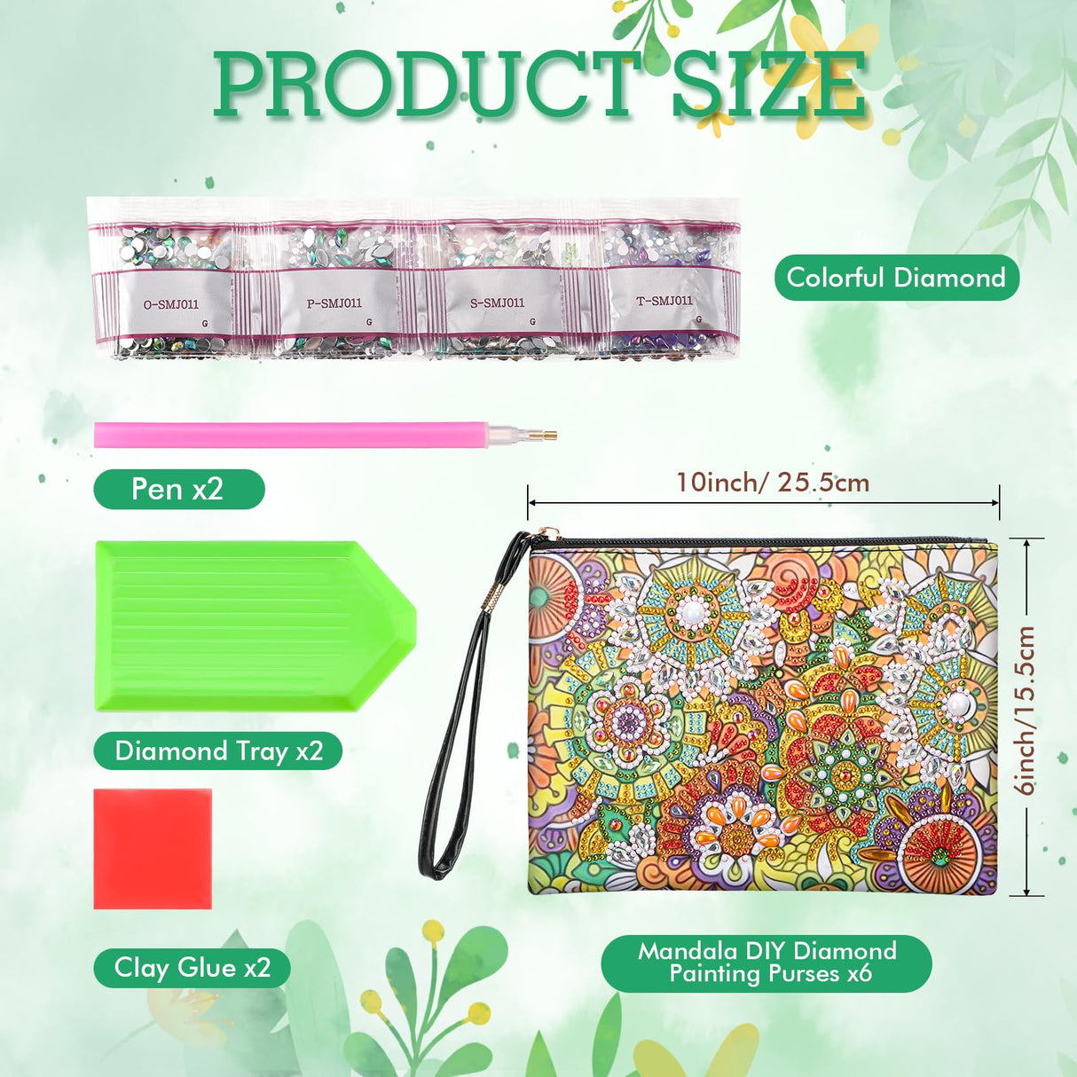 Sweetude 6 Pcs Mandala Diamond Painting Clutch Purses DIY Diamond Painting Bags Rhinestone Stitch Cross Body Handbag 5D Handmade Arts Craft Makeup Zipper Shoulder Bag for Women Christmas Gift Sweetude