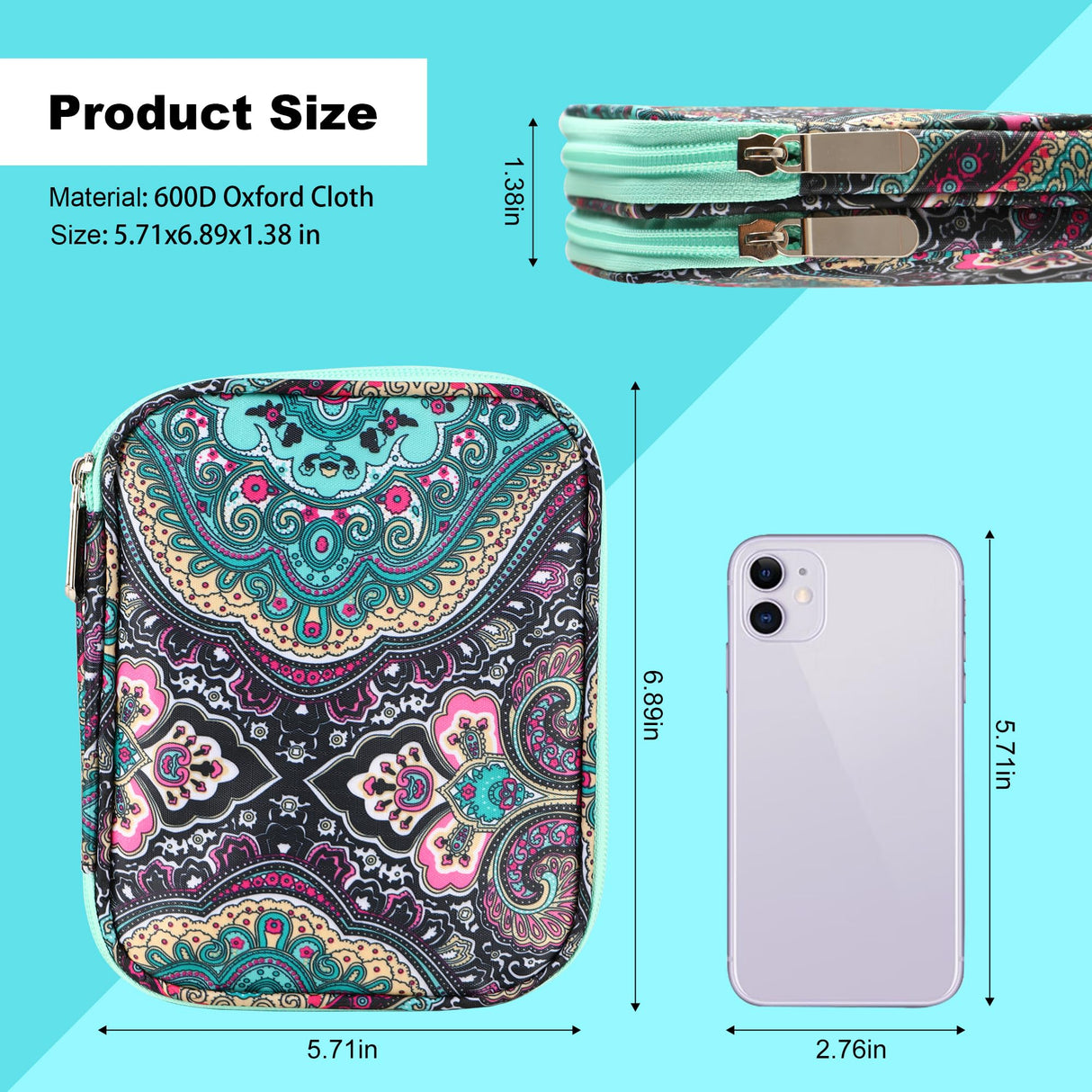 LOOEN Crochet Hook Case with Zipper and Web Pockets for Crochet Needles/Knitting Accessories - Lightweight Organizer Bag for Crochet Hook Kit Tools LOOEN